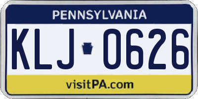 PA license plate KLJ0626