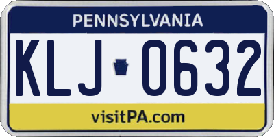 PA license plate KLJ0632