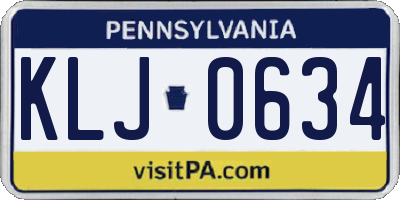 PA license plate KLJ0634