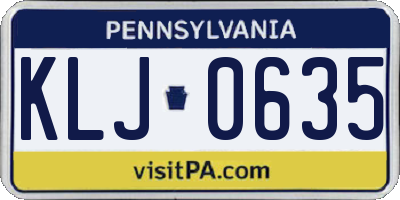 PA license plate KLJ0635