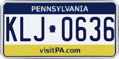 PA license plate KLJ0636