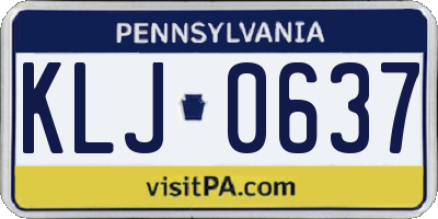 PA license plate KLJ0637