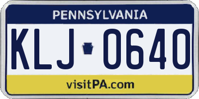 PA license plate KLJ0640