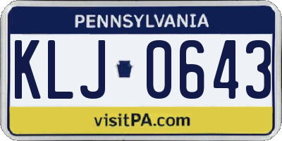 PA license plate KLJ0643