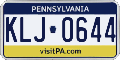 PA license plate KLJ0644