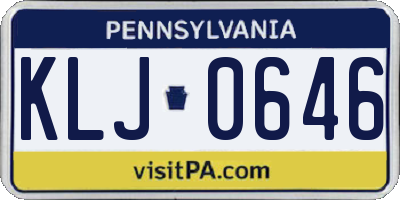 PA license plate KLJ0646