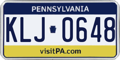 PA license plate KLJ0648
