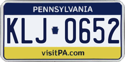 PA license plate KLJ0652