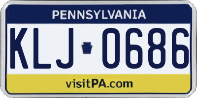 PA license plate KLJ0686