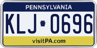 PA license plate KLJ0696