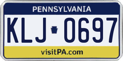 PA license plate KLJ0697