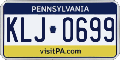 PA license plate KLJ0699