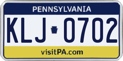 PA license plate KLJ0702