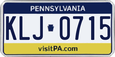 PA license plate KLJ0715