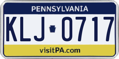 PA license plate KLJ0717