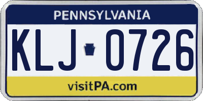 PA license plate KLJ0726