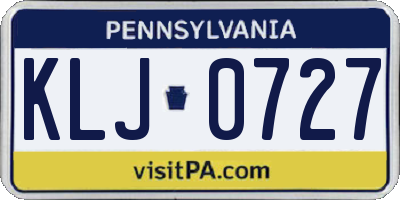PA license plate KLJ0727