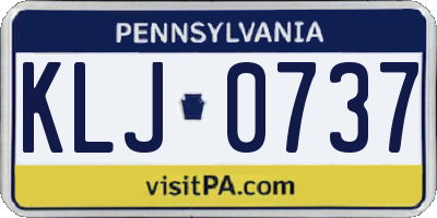 PA license plate KLJ0737
