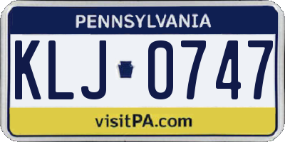 PA license plate KLJ0747