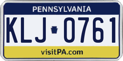 PA license plate KLJ0761