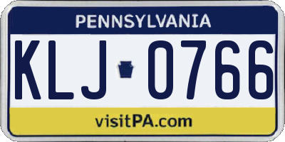 PA license plate KLJ0766