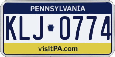 PA license plate KLJ0774