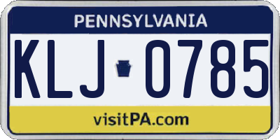 PA license plate KLJ0785