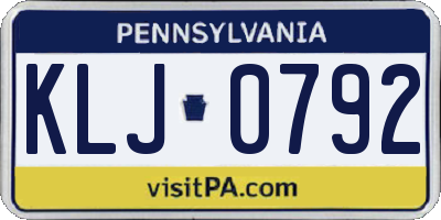 PA license plate KLJ0792