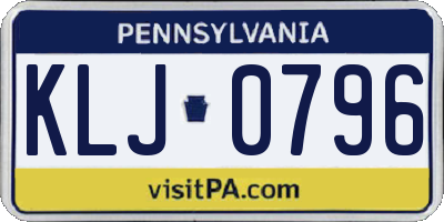 PA license plate KLJ0796