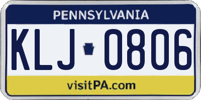 PA license plate KLJ0806