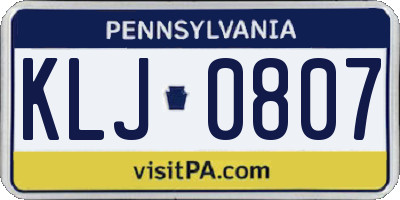 PA license plate KLJ0807