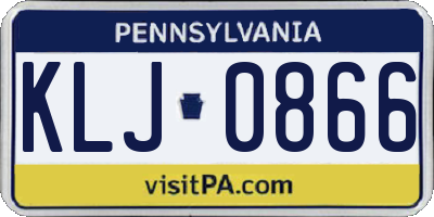 PA license plate KLJ0866
