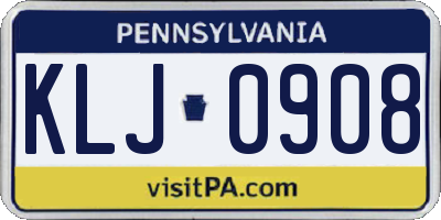 PA license plate KLJ0908