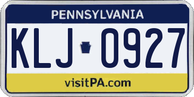 PA license plate KLJ0927