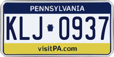 PA license plate KLJ0937