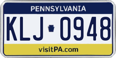 PA license plate KLJ0948
