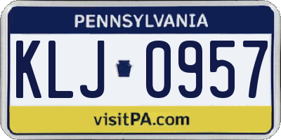 PA license plate KLJ0957