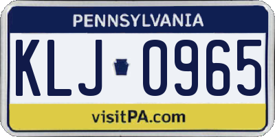 PA license plate KLJ0965