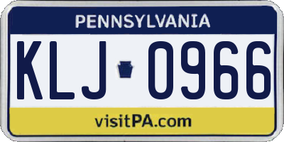 PA license plate KLJ0966