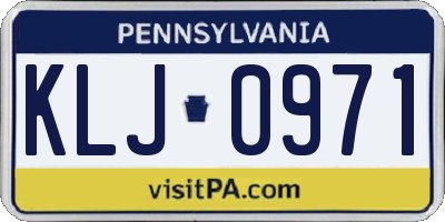 PA license plate KLJ0971