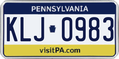 PA license plate KLJ0983