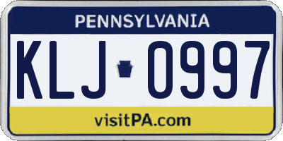 PA license plate KLJ0997