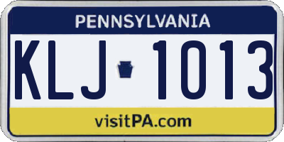 PA license plate KLJ1013