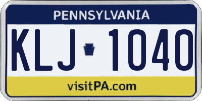 PA license plate KLJ1040
