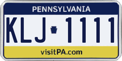 PA license plate KLJ1111