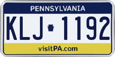 PA license plate KLJ1192