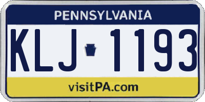PA license plate KLJ1193