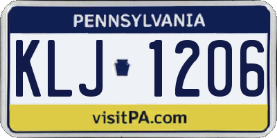 PA license plate KLJ1206