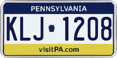 PA license plate KLJ1208