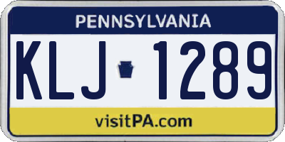 PA license plate KLJ1289